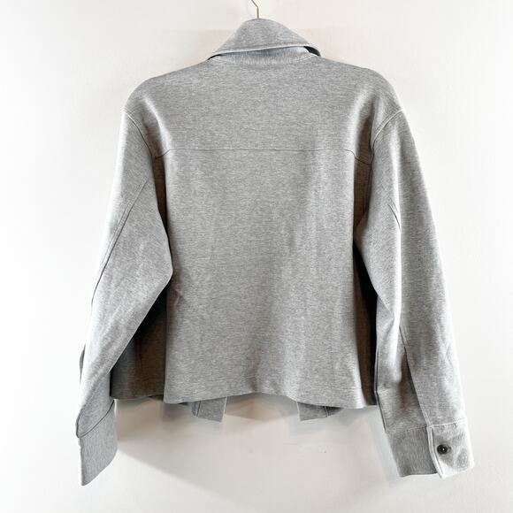 Vince Cropped Long Sleeve Boxy Fit Jacket Shacket Gray Large - Picture 3 of 5